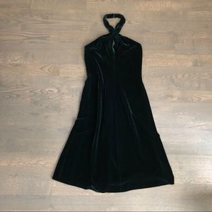 NWT Ralph Lauren Hunter Green Velvet Halter Dress